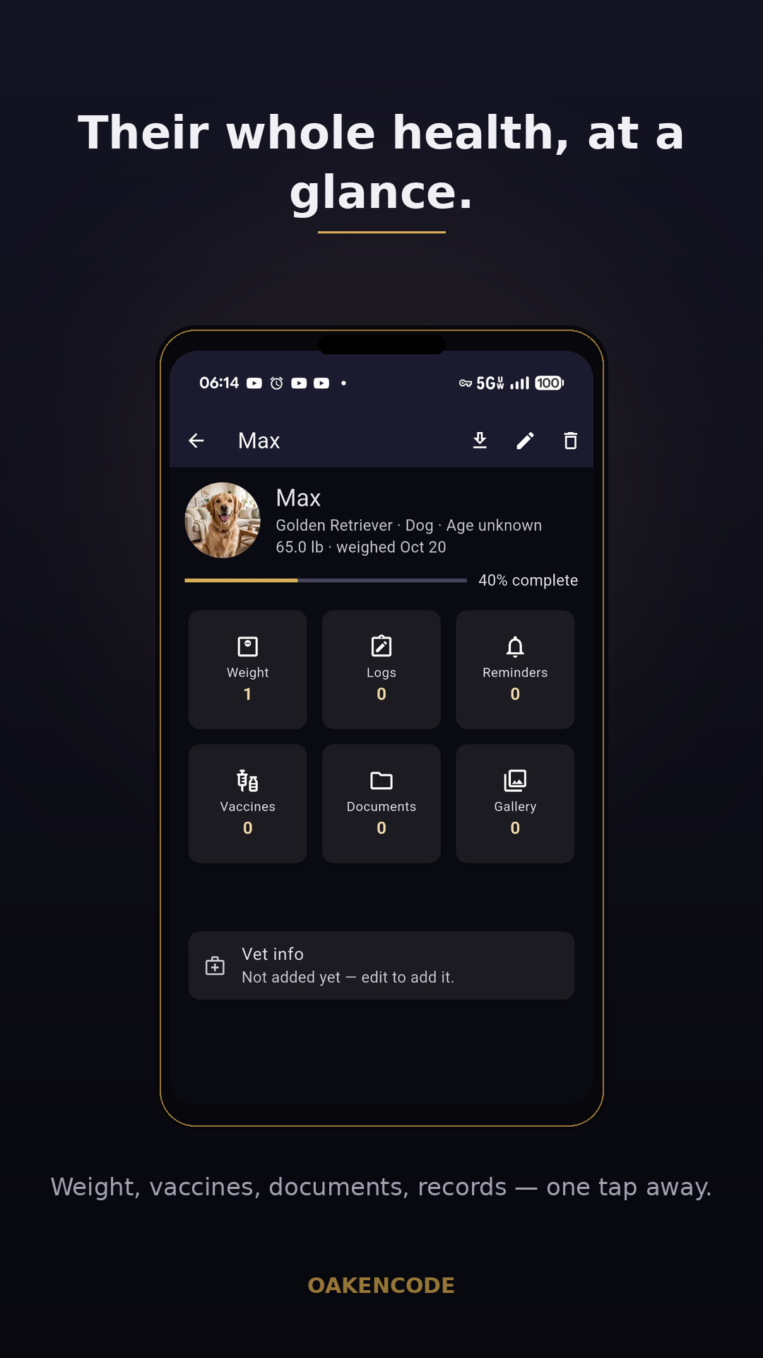 Health, logs, and records in one place.